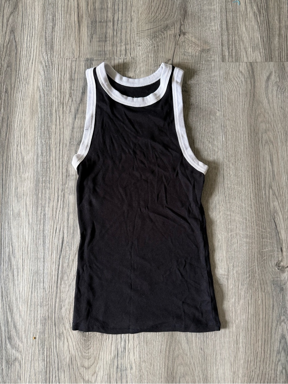 Black Tank Top with White Trim - Racerback Style